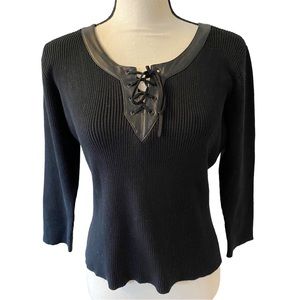 Jenni Max Womens Black (L) Sweater Top